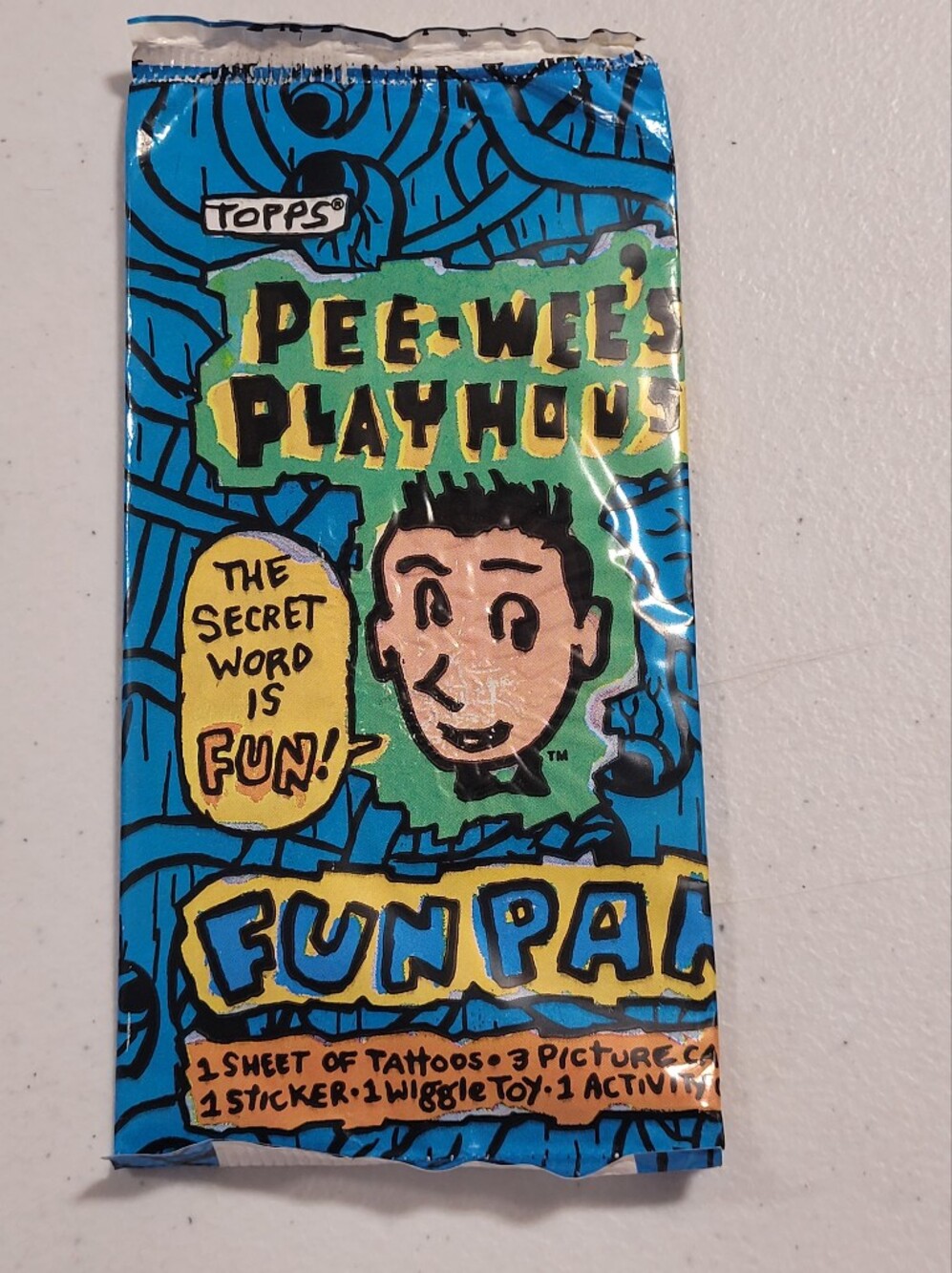 Topps Pee-wee's Playhouse Fun Pack - Blue, Yellow, Green, 1988